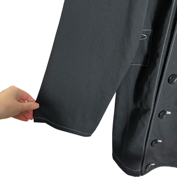 Y'S BY YOHJI YAMAMOTO Y2K Funnel Neck Wool Double-Breasted Dip-Dyed Long Jacket - Picture 7 of 16